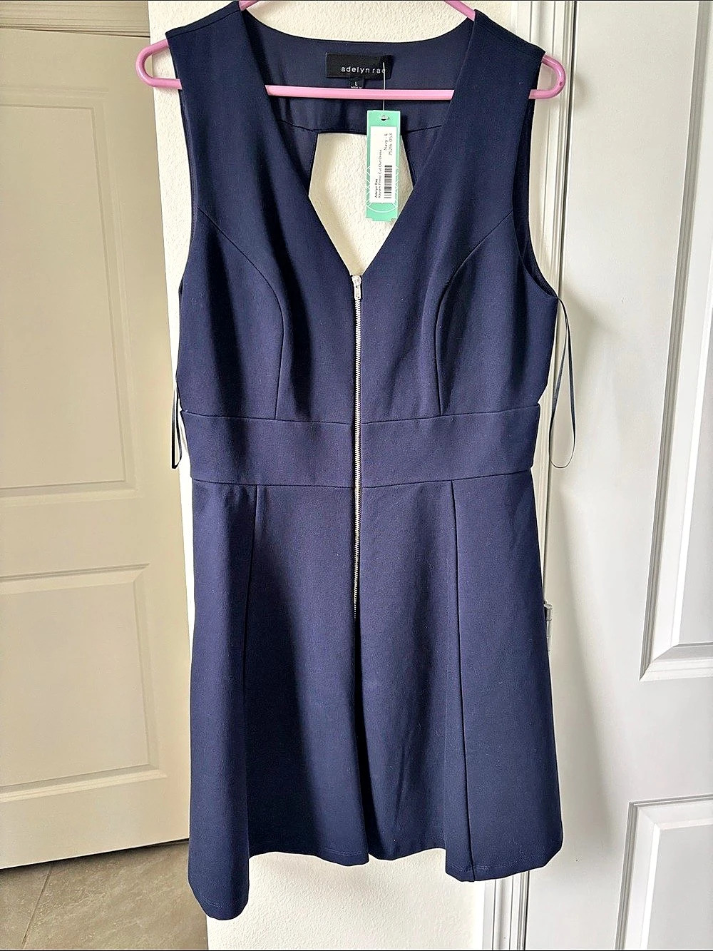 Adelyn Rae Mini Zip Front Dress in Blue NWT